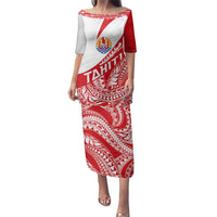 Personalised Tahiti Va'a Race Family Matching Puletasi and Hawaiian Shirt Polynesian Tattoos Sporty Style LT03 Mom's Dress Red - Polynesian Pride