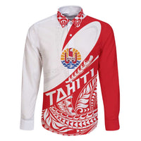 Personalised Tahiti Va'a Race Family Matching Summer Maxi Dress and Hawaiian Shirt Polynesian Tattoos Sporty Style LT03 Dad's Shirt - Long Sleeve Red - Polynesian Pride