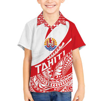 Personalised Tahiti Va'a Race Family Matching Summer Maxi Dress and Hawaiian Shirt Polynesian Tattoos Sporty Style LT03 Son's Shirt Red - Polynesian Pride