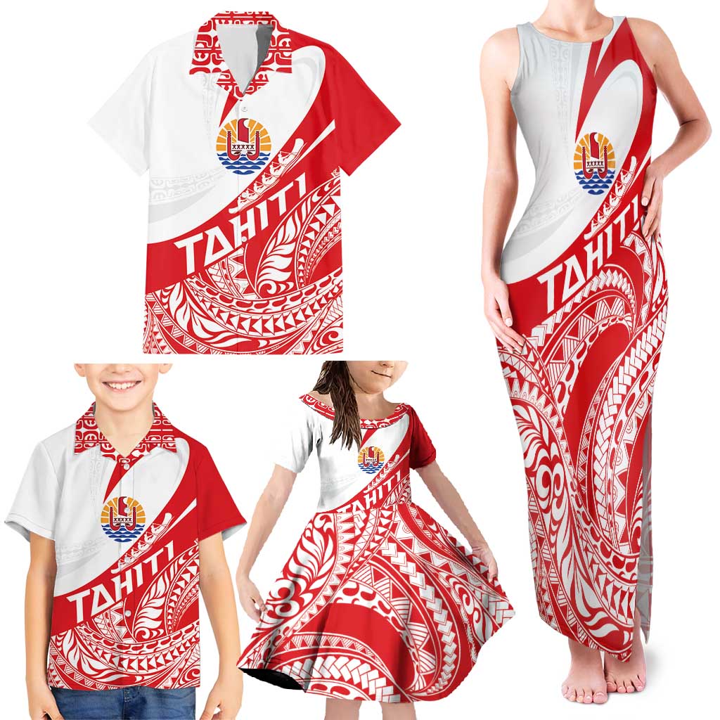 Personalised Tahiti Va'a Race Family Matching Tank Maxi Dress and Hawaiian Shirt Polynesian Tattoos Sporty Style LT03 - Polynesian Pride