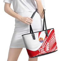 Tahiti Va'a Race Leather Tote Bag Polynesian Tattoos Sporty Style - Polynesian Pride