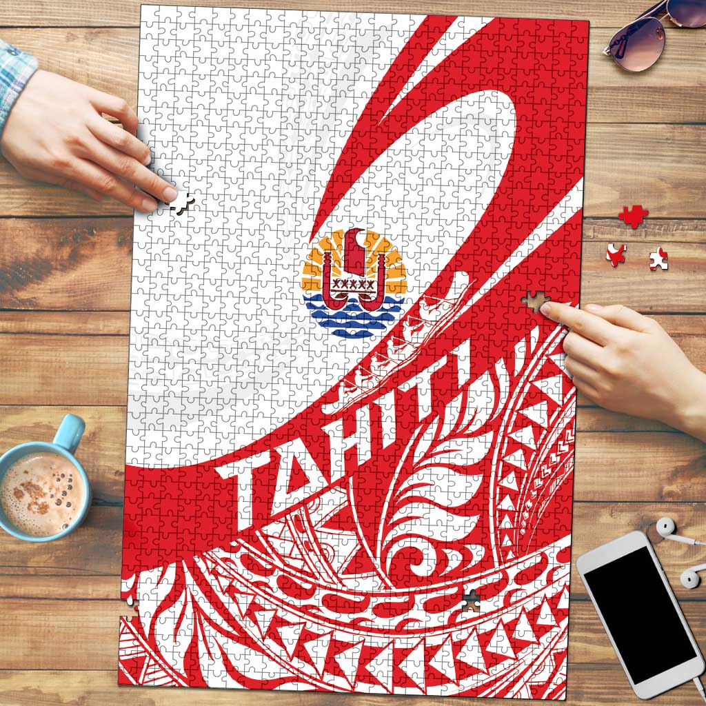 Tahiti Va'a Race Puzzle Polynesian Tattoos Sporty Style LT03 Red - Polynesian Pride