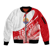 Personalised Tahiti Va'a Race Sleeve Zip Bomber Jacket Polynesian Tattoos Sporty Style LT03 Unisex Red - Polynesian Pride