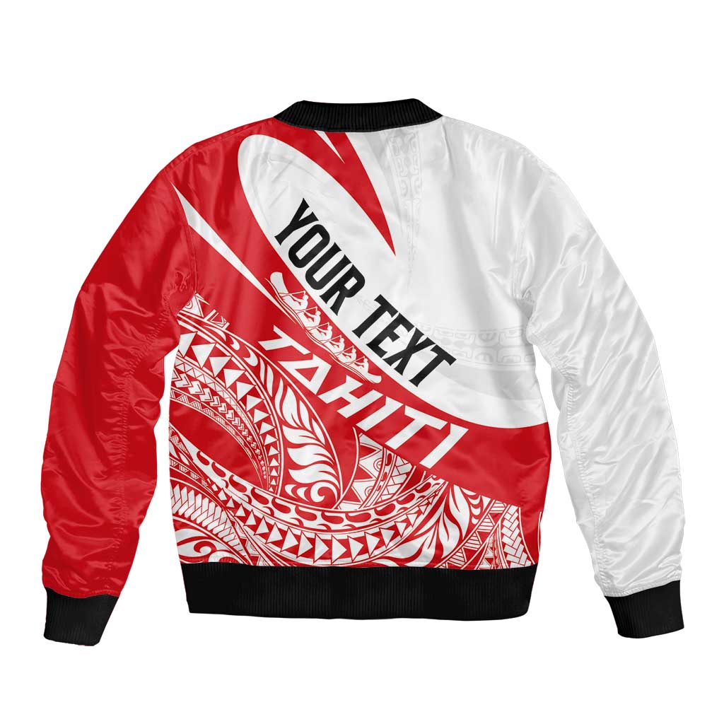 Personalised Tahiti Va'a Race Sleeve Zip Bomber Jacket Polynesian Tattoos Sporty Style LT03 - Polynesian Pride
