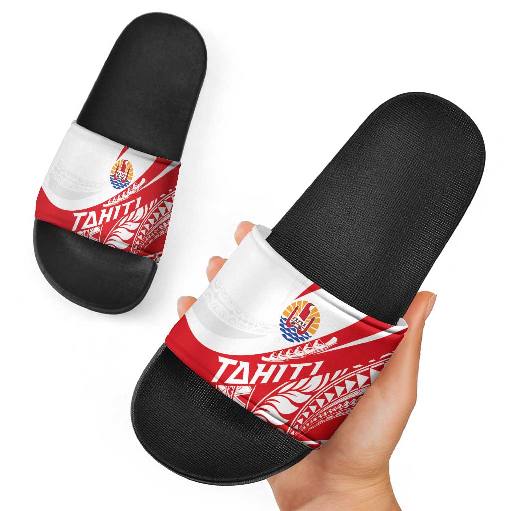 Tahiti Va'a Race Slide Sandals Polynesian Tattoos Sporty Style - Polynesian Pride