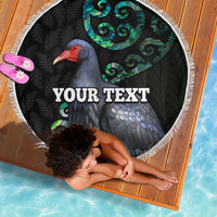 Custom Pukeko New Zealand Beach Blanket Koru Papua Shell with Silver Fern Pattern LT03 - Polynesian Pride