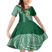 Tonga Lahaina High School Family Matching Mermaid Dress and Hawaiian Shirt Traditional Ngatu and Polynesian Pattern LT03 Daughter's Dress Green - Polynesian Pride