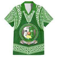Tonga Liahona High School Family Matching Long Sleeve Bodycon Dress and Hawaiian Shirt Traditional Ngatu and Polynesian Pattern LT03 Dad's Shirt - Short Sleeve Green - Polynesian Pride