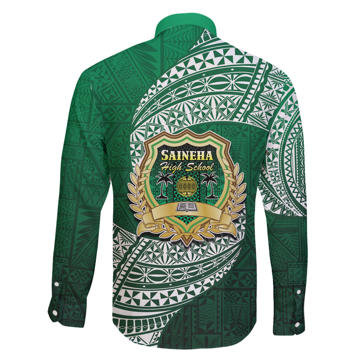 Tonga Saineha High School Family Matching Off Shoulder Long Sleeve Dress and Hawaiian Shirt Traditional Ngatu and Polynesian Pattern LT03 - Polynesian Pride