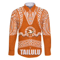 Tonga Tailulu College Family Matching Tank Maxi Dress and Hawaiian Shirt Traditional Ngatu and Polynesian Pattern LT03 Dad's Shirt - Long Sleeve Orange - Polynesian Pride