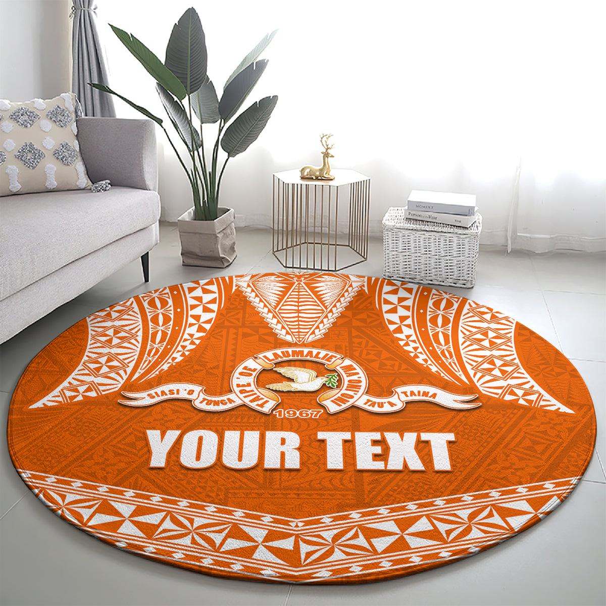 Tonga Tailulu College Round Carpet Traditional Ngatu and Polynesian Pattern LT03 - Polynesian Pride