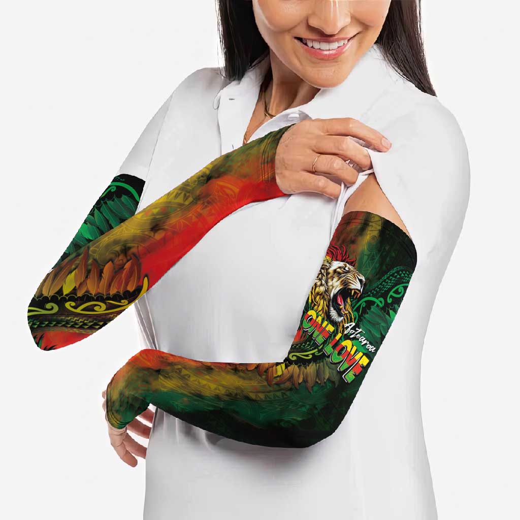 Aotearoa One Love Arm Sleeves Reggae Lion with Kakahu Huruhuru