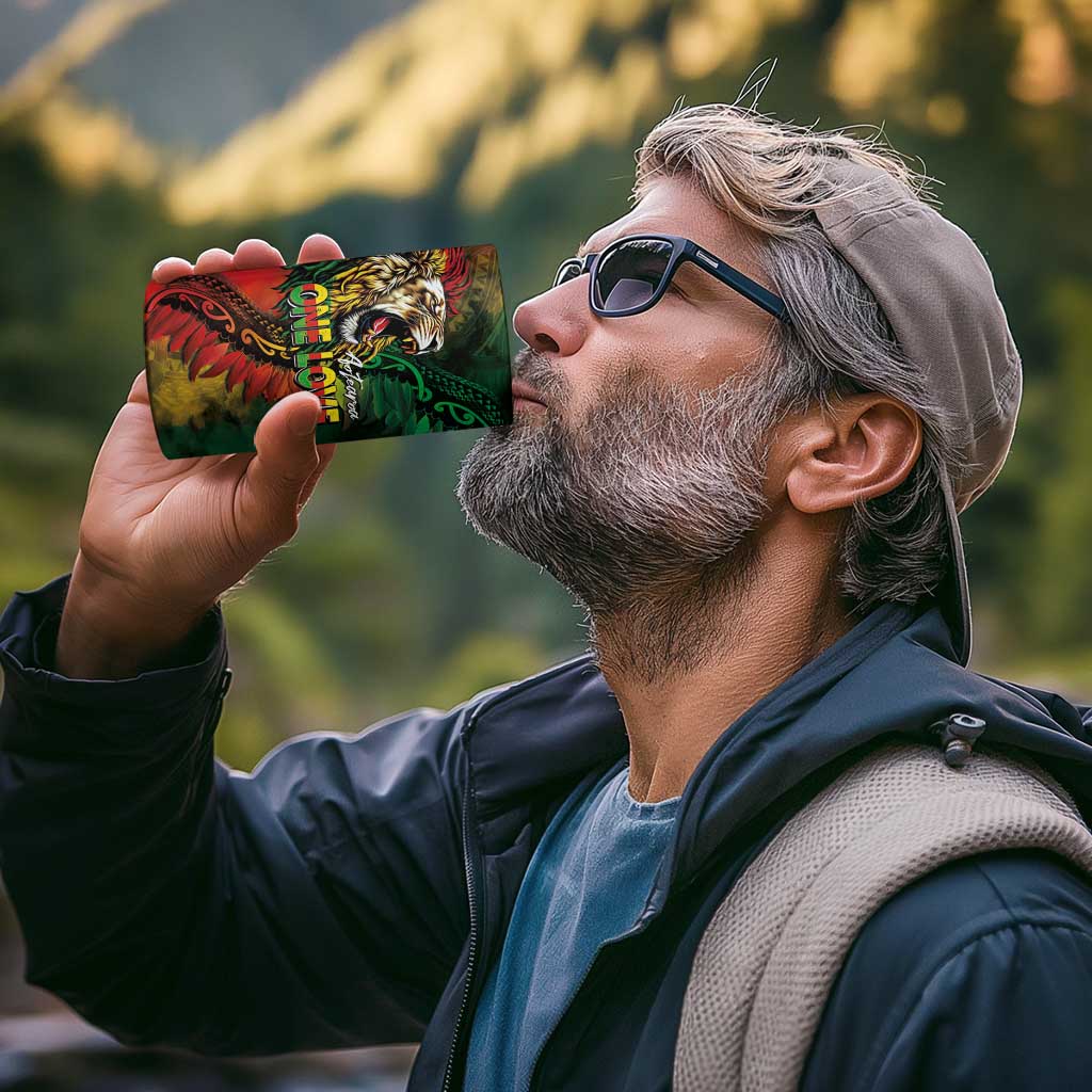 Aotearoa One Love 4 in 1 Can Cooler Tumbler Reggae Lion with Kakahu Huruhuru