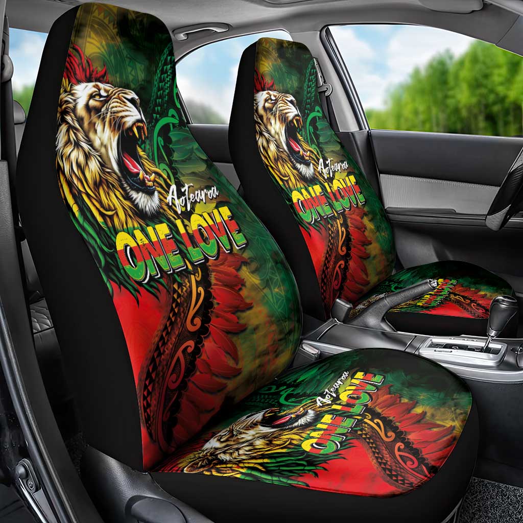 Aotearoa One Love Car Seat Cover Reggae Lion with Kakahu Huruhuru