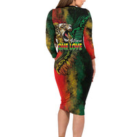 Aotearoa One Love Family Matching Long Sleeve Bodycon Dress and Hawaiian Shirt Reggae Lion with Kakahu Huruhuru LT03 - Polynesian Pride