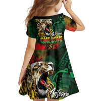 Aotearoa One Love Family Matching Tank Maxi Dress and Hawaiian Shirt Reggae Lion with Kakahu Huruhuru LT03 - Polynesian Pride