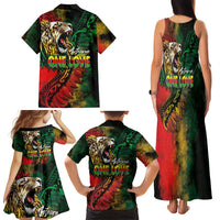 Aotearoa One Love Family Matching Tank Maxi Dress and Hawaiian Shirt Reggae Lion with Kakahu Huruhuru LT03 - Polynesian Pride