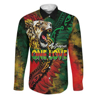 Aotearoa One Love Family Matching Tank Maxi Dress and Hawaiian Shirt Reggae Lion with Kakahu Huruhuru LT03 Dad's Shirt - Long Sleeve Black - Polynesian Pride
