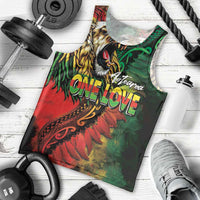 Aotearoa One Love Men Tank Top Reggae Lion with Kakahu Huruhuru