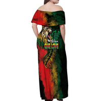 Aotearoa One Love Off Shoulder Maxi Dress Reggae Lion with Kakahu Huruhuru
