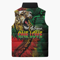 Aotearoa One Love Sleeveless Puffer Jacket Reggae Lion with Kakahu Huruhuru