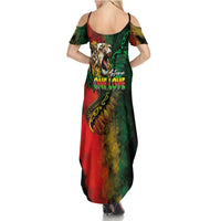 Aotearoa One Love Summer Maxi Dress Reggae Lion with Kakahu Huruhuru
