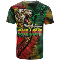 Aotearoa One Love T Shirt Reggae Lion with Kakahu Huruhuru