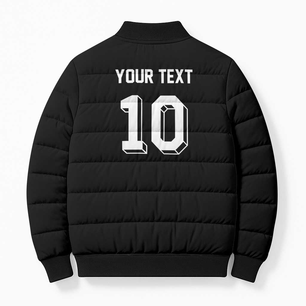 Custom Aotearoa Rugby Bomber Puffer Jacket Fern Blacks-Traditional Maori Motifs Design