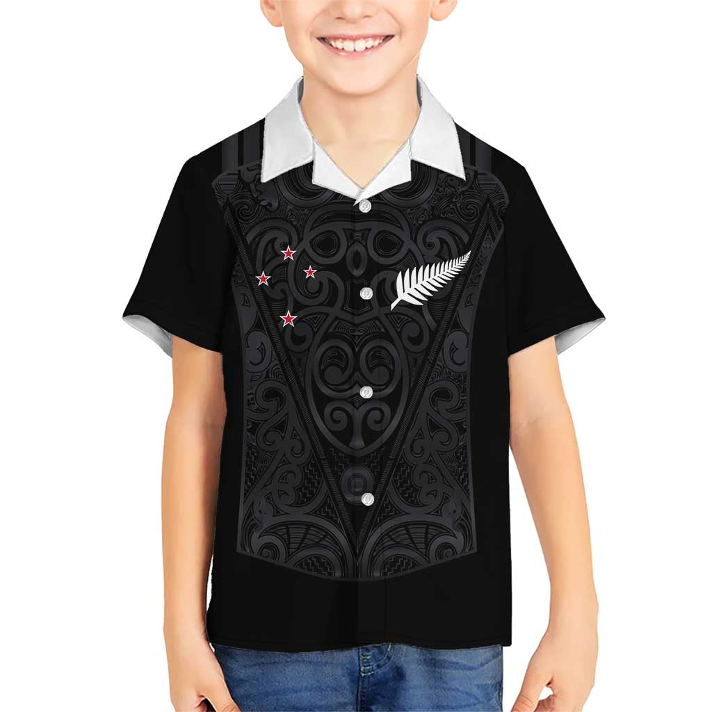 Custom Aotearoa Rugby Hawaiian Shirt Fern Blacks-Traditional Maori Motifs Design