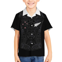 Custom Aotearoa Rugby Kid Hawaiian Shirt Fern Blacks-Traditional Maori Motifs Design