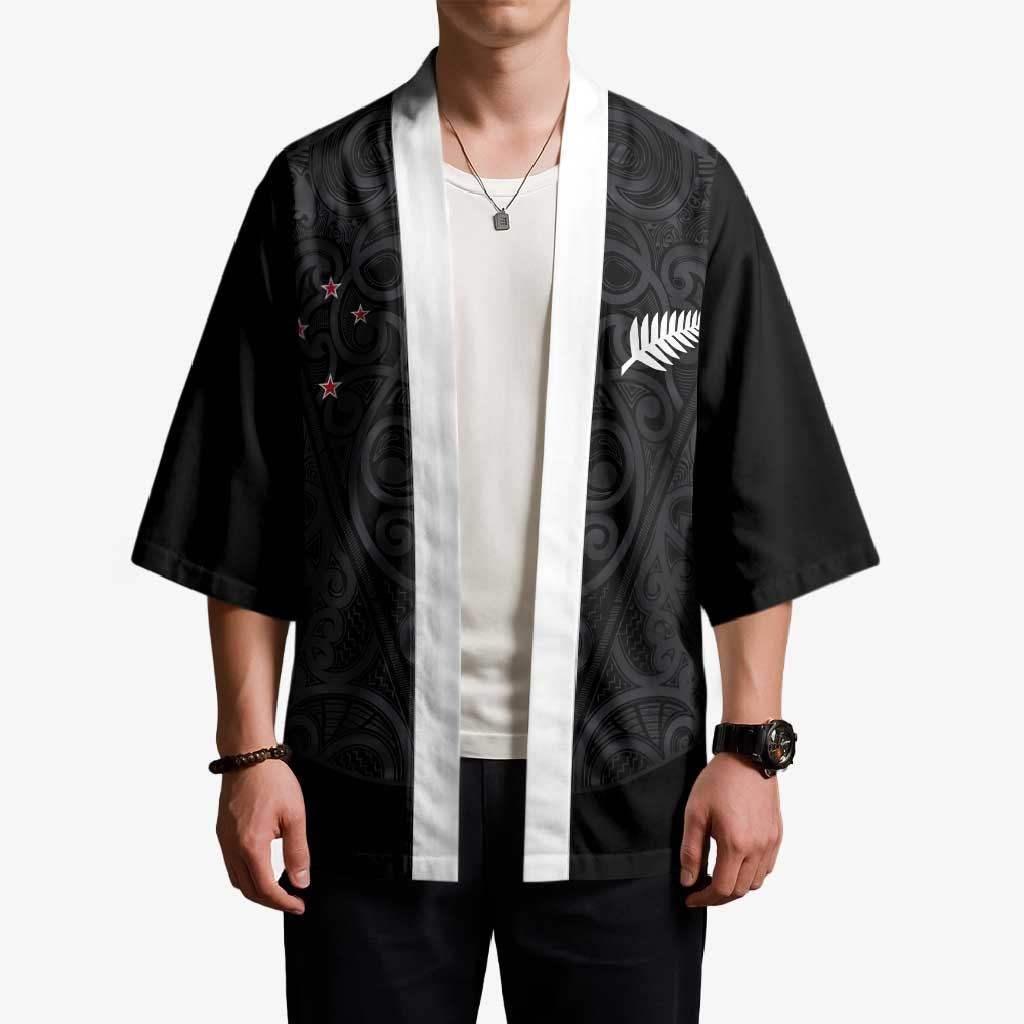Custom Aotearoa Rugby Kimono Fern Blacks-Traditional Maori Motifs Design