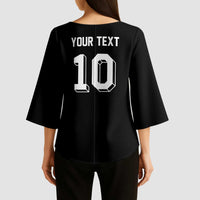 Custom Aotearoa Rugby Kimono Sleeve Blouse Fern Blacks-Traditional Maori Motifs Design