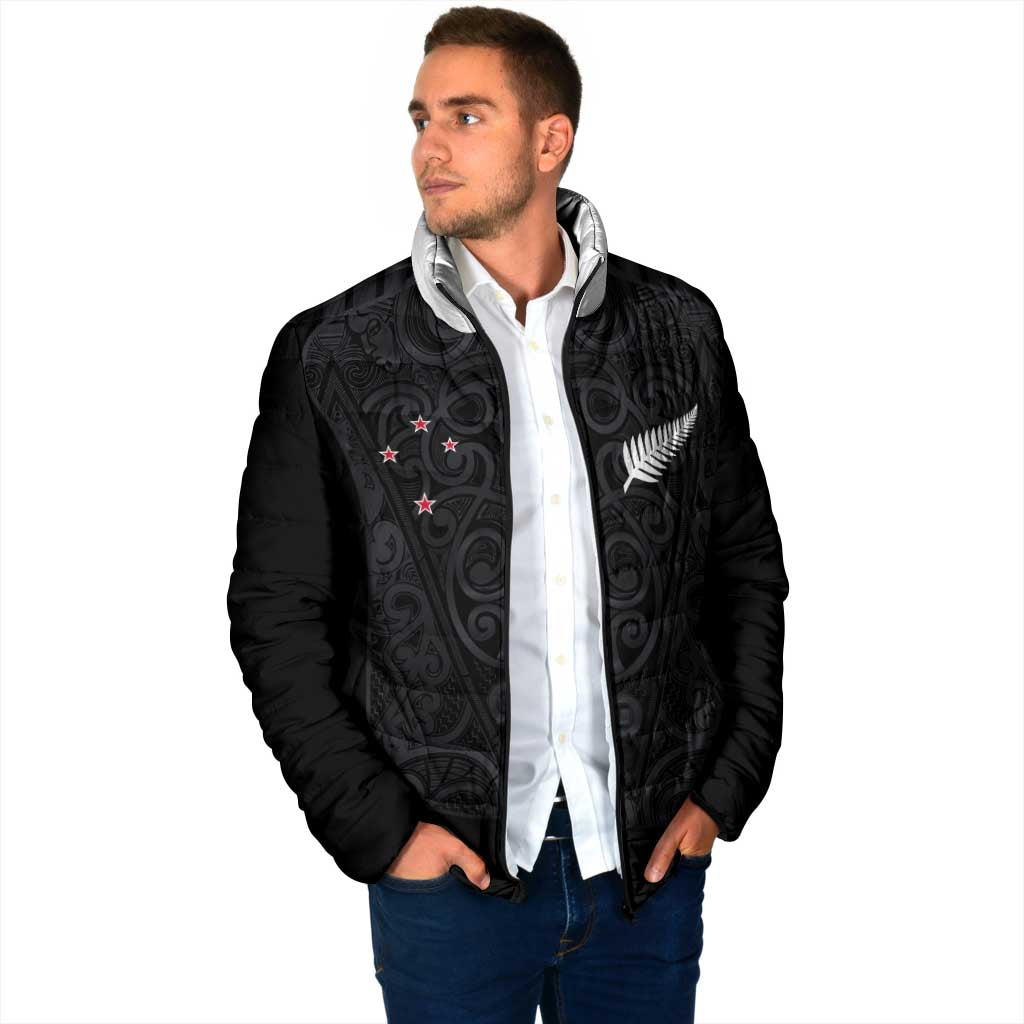 Custom Aotearoa Rugby Padded Jacket Fern Blacks-Traditional Maori Motifs Design