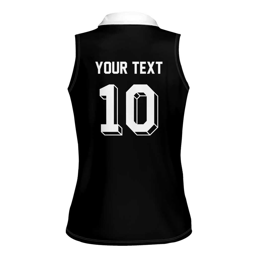 Custom Aotearoa Rugby Women Sleeveless Polo Shirt Fern Blacks-Traditional Maori Motifs Design LT03 - Polynesian Pride