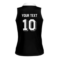 Custom Aotearoa Rugby Women Sleeveless Polo Shirt Fern Blacks-Traditional Maori Motifs Design LT03 - Polynesian Pride