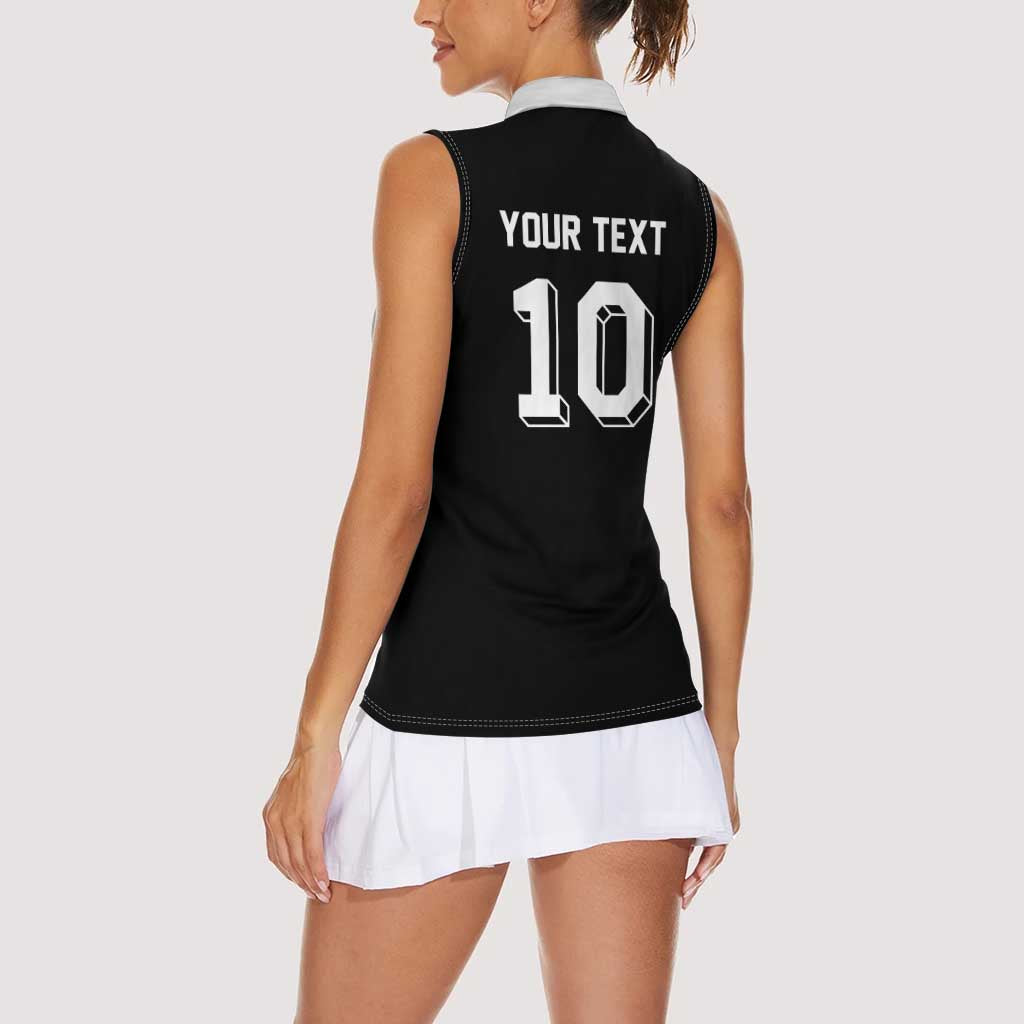 Custom Aotearoa Rugby Women Sleeveless Polo Shirt Fern Blacks-Traditional Maori Motifs Design LT03 - Polynesian Pride