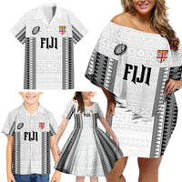 Fiji Rugby Warriors Family Matching Off Shoulder Short Dress and Hawaiian Shirt Masi Tribal Pattern Go Champion 2024 LT03 - Polynesian Pride