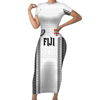 Fiji Rugby Warriors Family Matching Short Sleeve Bodycon Dress and Hawaiian Shirt Masi Tribal Pattern Go Champion 2024