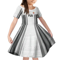 Fiji Rugby Warriors Family Matching Tank Maxi Dress and Hawaiian Shirt Masi Tribal Pattern Go Champion 2024 LT03 Daughter's Dress White - Polynesian Pride