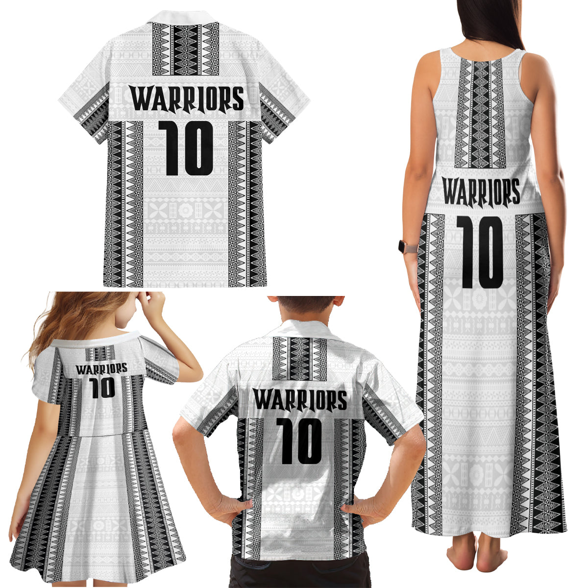 Fiji Rugby Warriors Family Matching Tank Maxi Dress and Hawaiian Shirt Masi Tribal Pattern Go Champion 2024 LT03 - Polynesian Pride