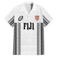 Fiji Rugby Warriors Family Matching Tank Maxi Dress and Hawaiian Shirt Masi Tribal Pattern Go Champion 2024 LT03 Dad's Shirt - Short Sleeve White - Polynesian Pride
