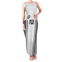 Fiji Rugby Warriors Family Matching Tank Maxi Dress and Hawaiian Shirt Masi Tribal Pattern Go Champion 2024 LT03 Mom's Dress White - Polynesian Pride