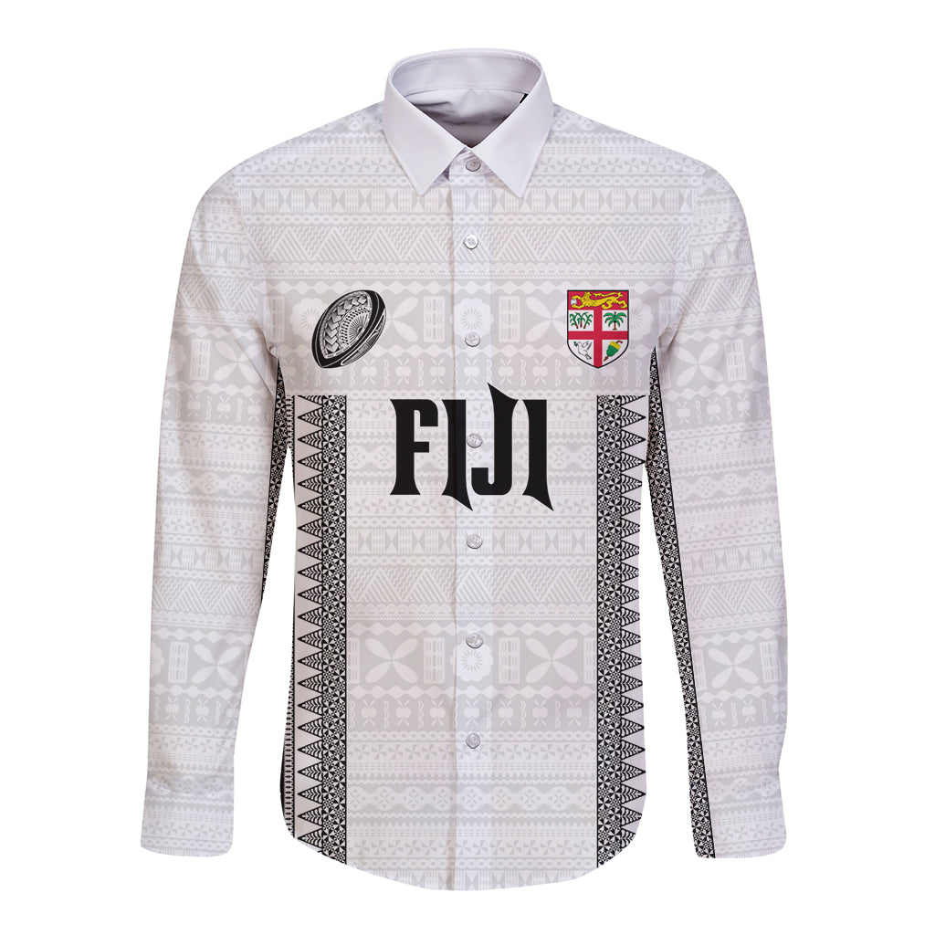 Fiji Rugby Warriors Long Sleeve Button Shirt Masi Tribal Pattern Go Champion 2024
