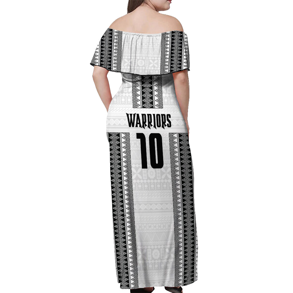 Fiji Rugby Warriors Off Shoulder Maxi Dress Masi Tribal Pattern Go Champion 2024 LT03 - Polynesian Pride