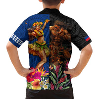 Hawaii and Samoa Together Family Matching Puletasi and Hawaiian Shirt Samoan Warrior and Beauty Hula Girl LT03 - Polynesian Pride