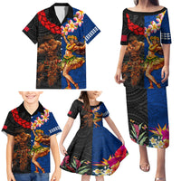 Hawaii and Samoa Together Family Matching Puletasi and Hawaiian Shirt Samoan Warrior and Beauty Hula Girl LT03 - Polynesian Pride