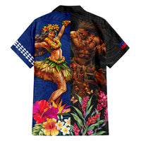 Hawaii and Samoa Together Family Matching Tank Maxi Dress and Hawaiian Shirt Samoan Warrior and Beauty Hula Girl LT03 - Polynesian Pride