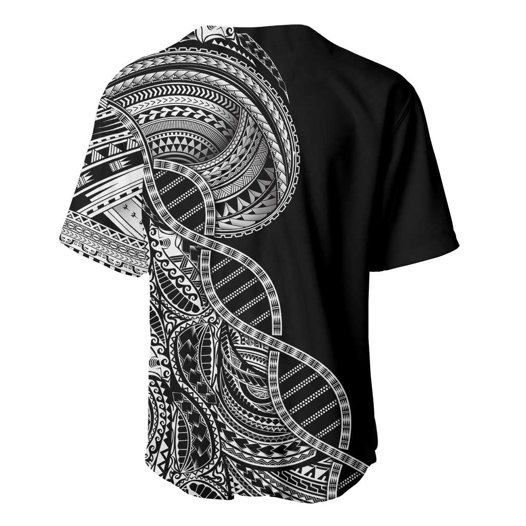 Samoan DNA Art Tattoo Baseball Jersey Polynesian Pattern Black Color