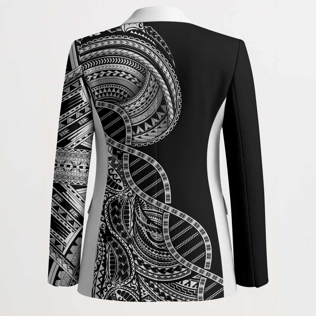 Samoan DNA Art Tattoo Blazer Polynesian Pattern Black Color