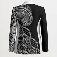 Samoan DNA Art Tattoo Blazer Polynesian Pattern Black Color